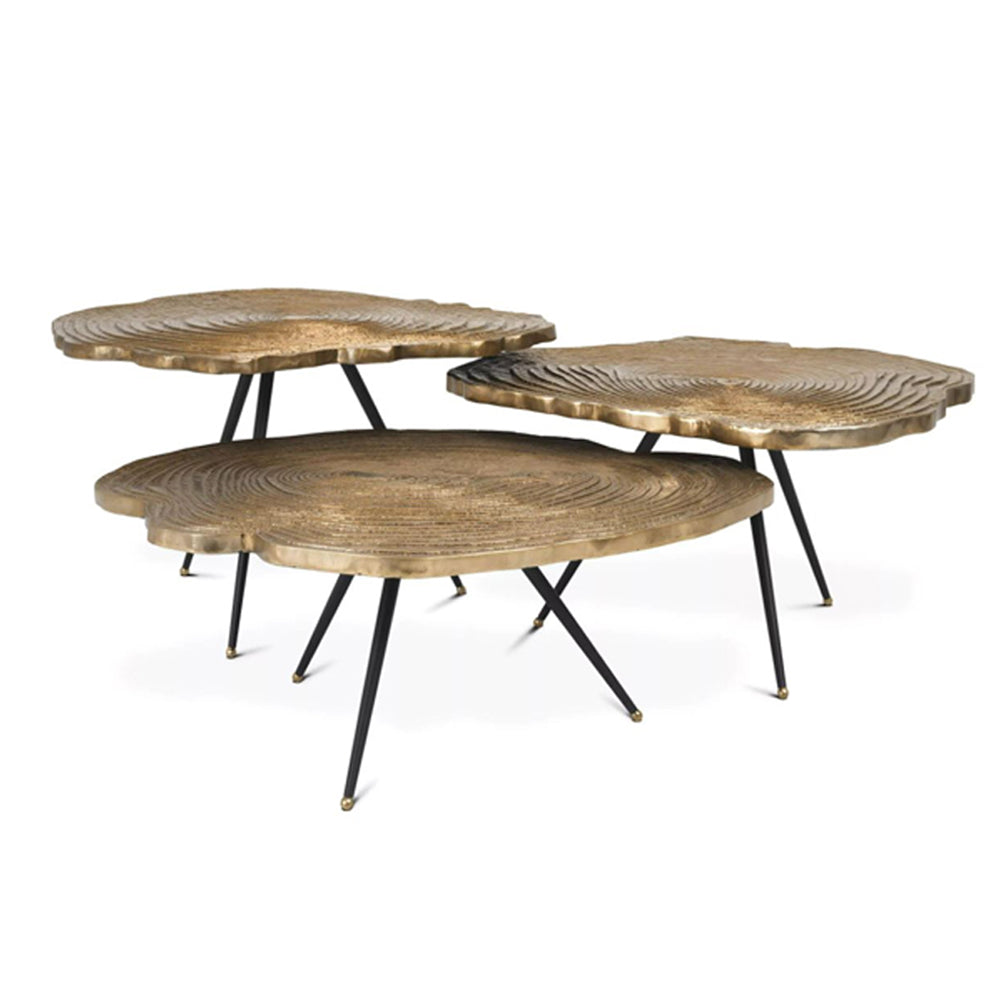 Set of 3 Brass Coffee Tables Quinn by District Home