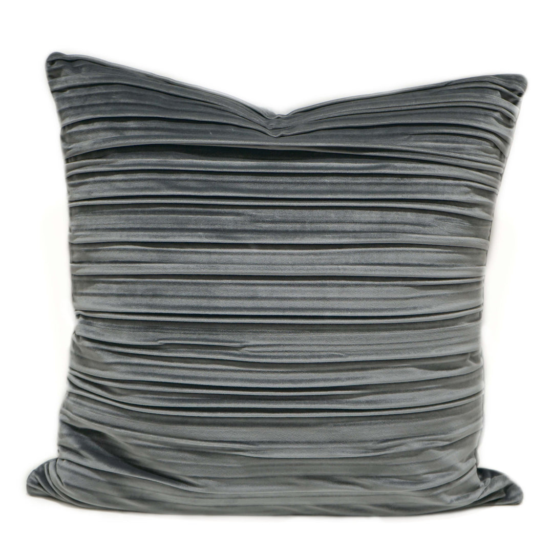 Pleated Velvet Charcoal Grey Pillow