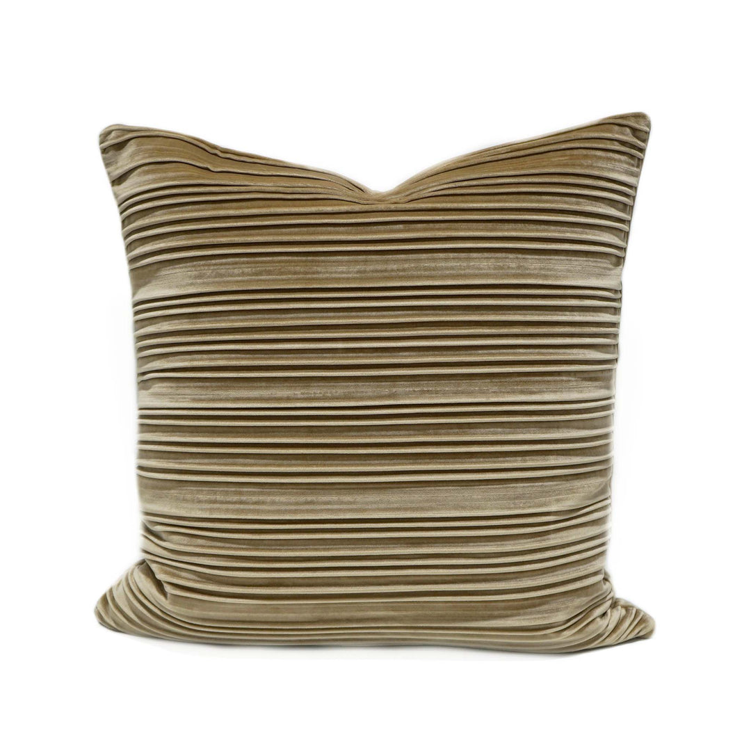 Pleated Velvet Tan Pillow