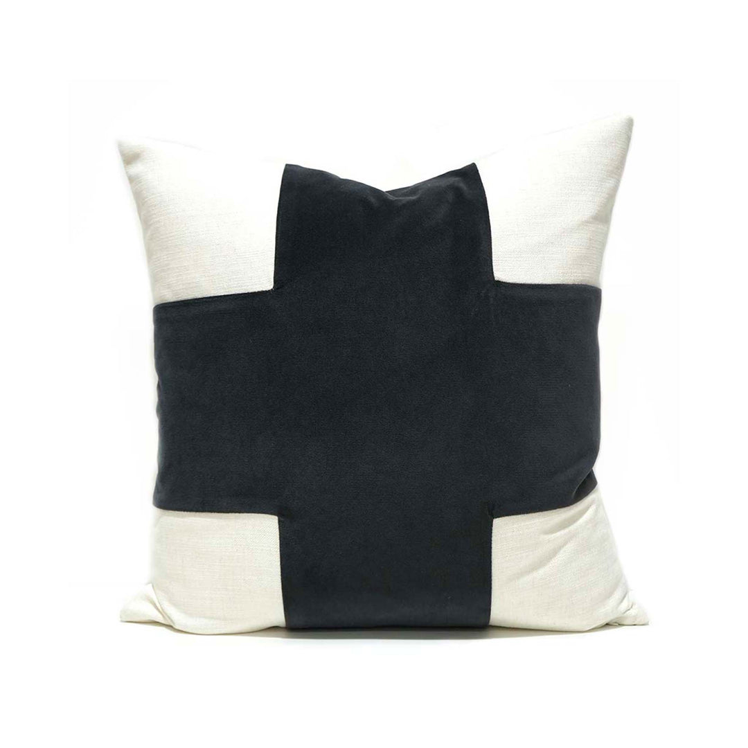 Colorblocked Velvet & Linen Pillow