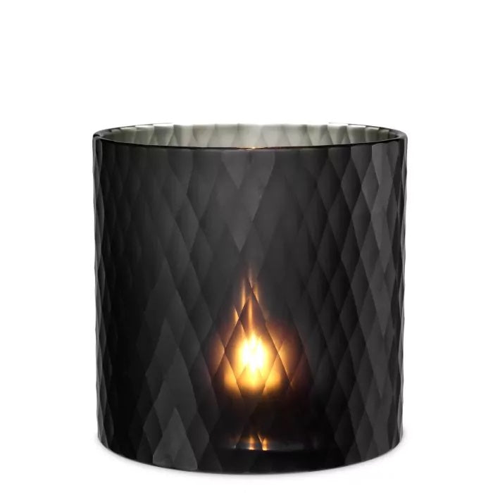 Black Sapphire Glass Candle Holder Hali by District Home 