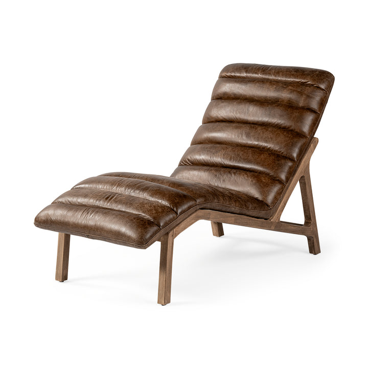 Channeled Leather Chaise Preston TN by District Home