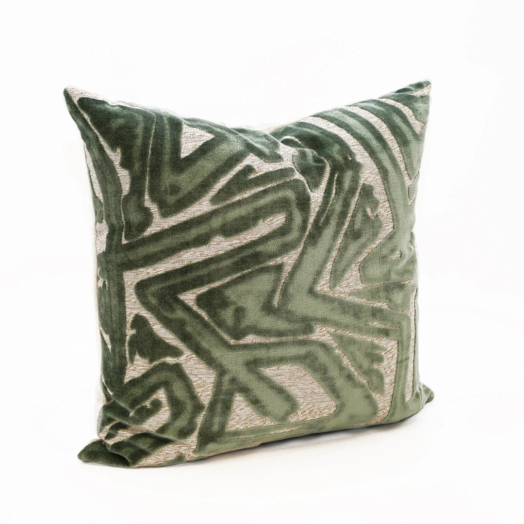 Sage Abstract Velvet Pillow