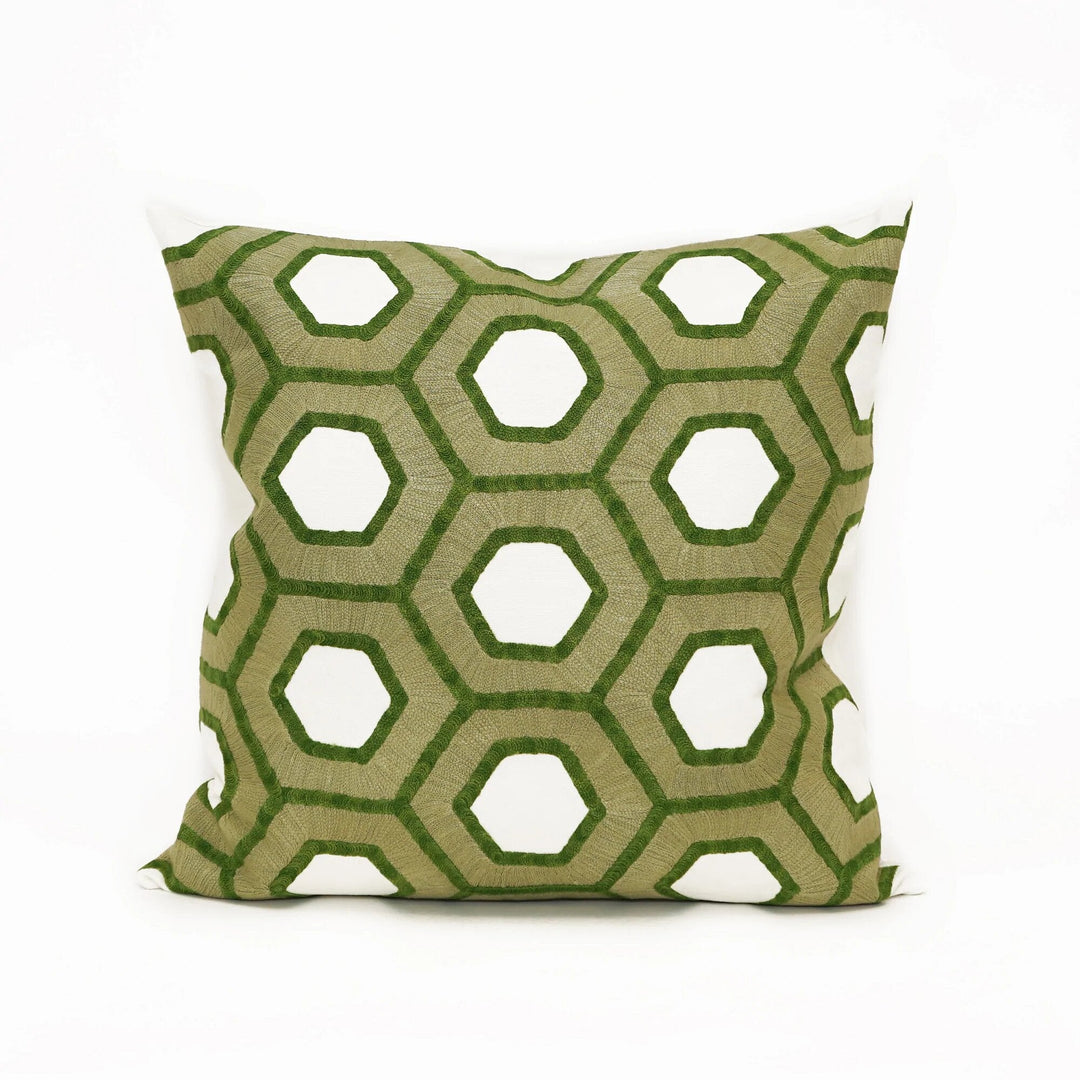Honeycomb Verde Embroidery Pillow