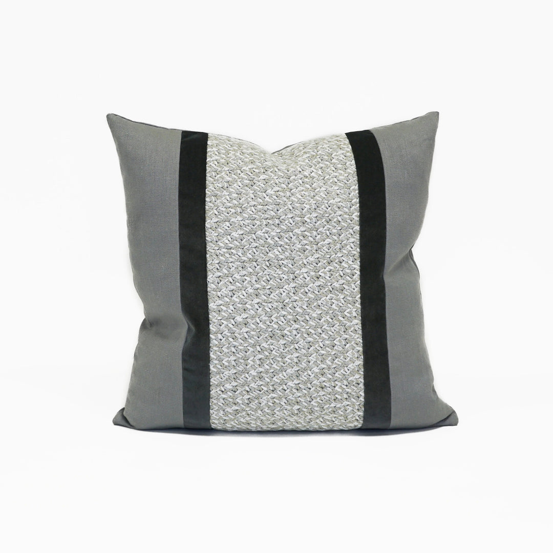 Interlaced Nickel Linen & Velvet Pillow