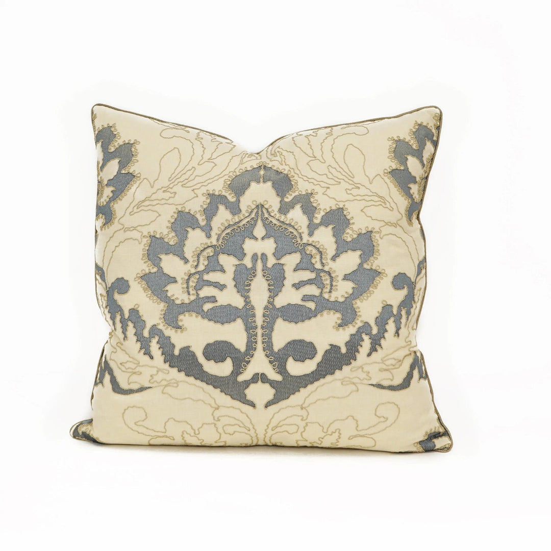 Steel Blue Embroidered Pillow
